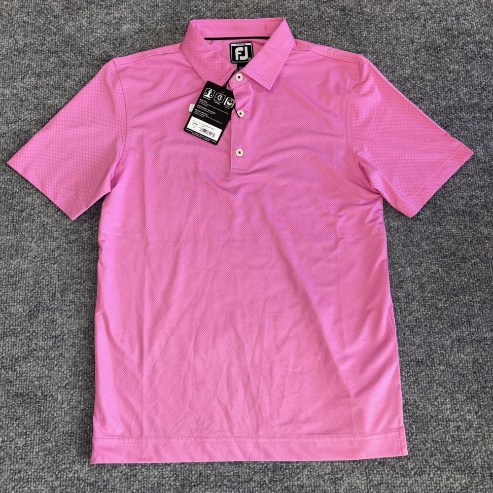 Footjoy Junior Tonal Dot Print Pink Golf Shirt Polo Boys Medium 30481 NEW